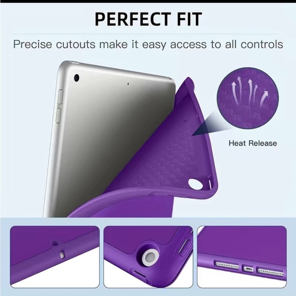 10.21nch TPU Smart Stand Back Case Cover With Pencil Holder (Dark Purple) NEW - Picture 10 of 16